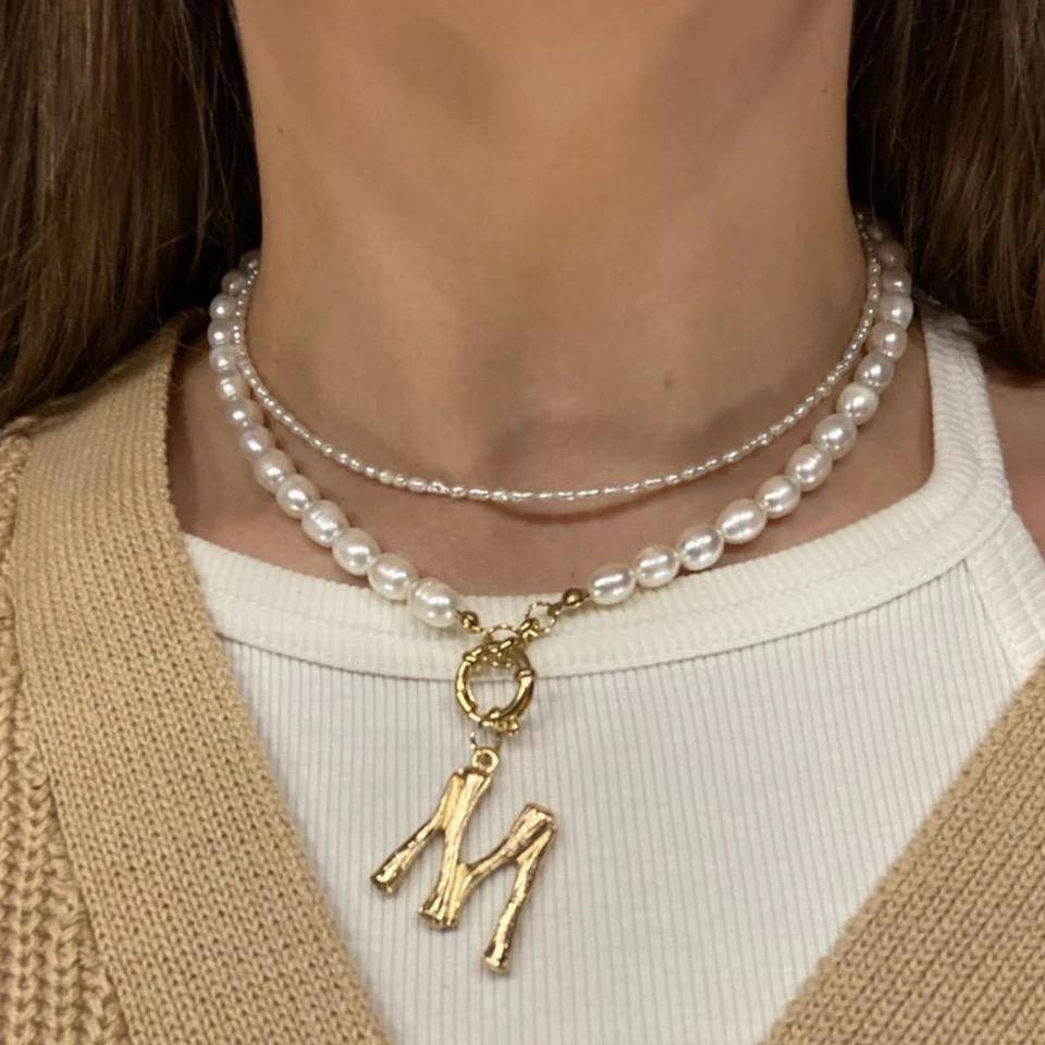 Pearl Initial Necklace - Bumble Jewelry