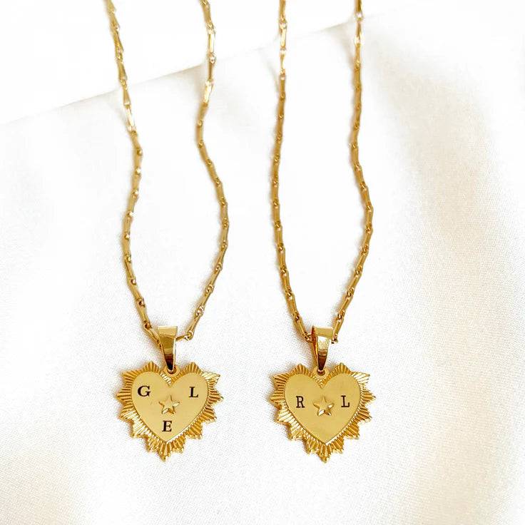 Engraved Necklace Vintage Heart - Bumble Jewelry