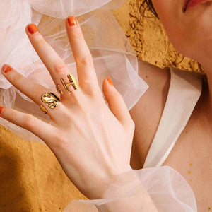 PERSONALIZED GOLD PLATED INITIAL RING - Bumble Jewelry