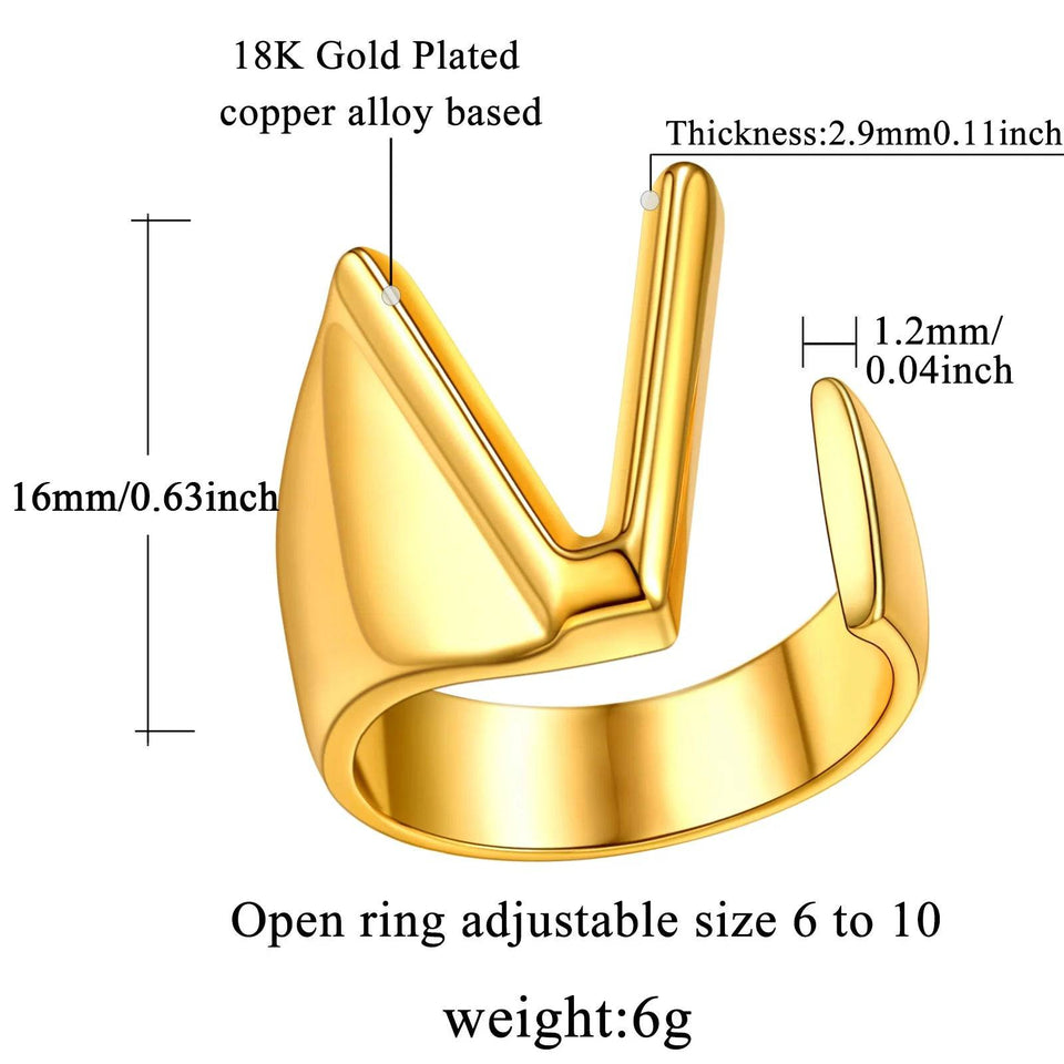 PERSONALIZED GOLD PLATED INITIAL RING - Bumble Jewelry
