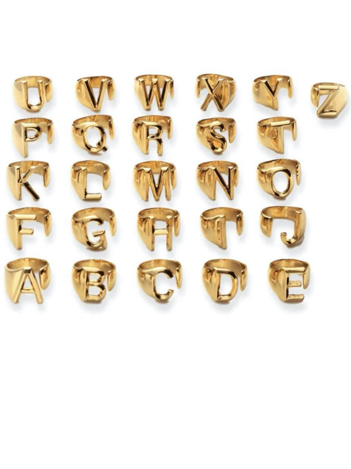 PERSONALIZED GOLD PLATED INITIAL RING - Bumble Jewelry